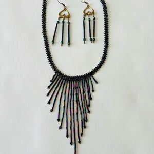 Elegant Multicolor Beaded Necklace and Earring Set